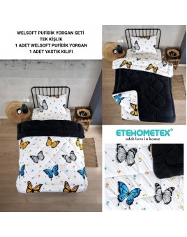 ETE HOMETEX TEK KİŞİLİK LÜX WELSOFT YORGAN KELEBEK ANTRASİT 155X215CM 8696474231929
